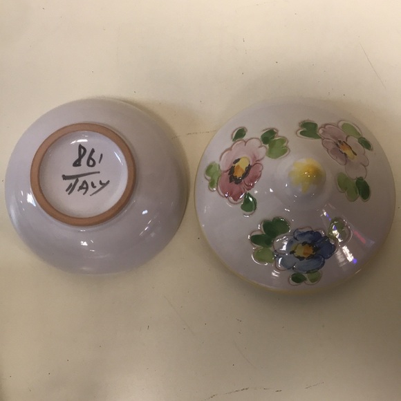 Vintage Italian Hand Painted Pottery Trinket Dish w/Lid - Picture 3 of 6